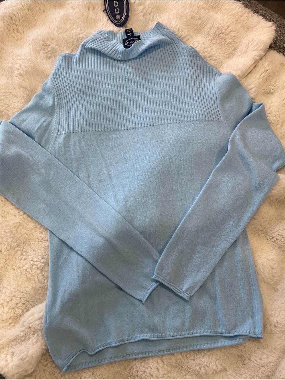 COOP Light Blue Ribbed Mock Neck Sweater
